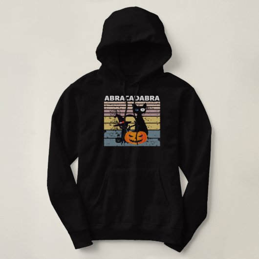 Kat met zwarte kat Abracadabra heks Hoodie (Design voorkant)