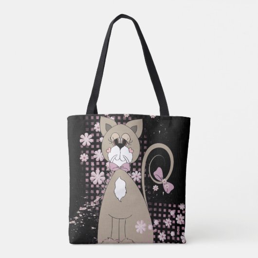 kat met zwarte stropdas tote bag (Achterkant)
