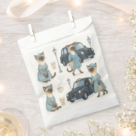 Kat met zwarte taxi in Londen Engeland Bedankzakje (Geknipt)