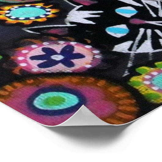 Kat Mexicaanse dag van de dode schilderij Poster (Hoek)