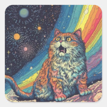 Kat Miauw in de ruimte Met Regenboog