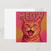 Kat miauw uitnodigingskaart! kaart (Voorkant / Achterkant)