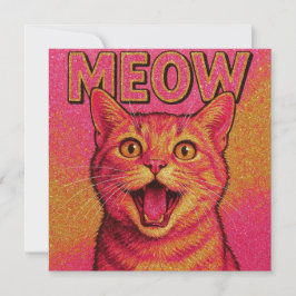 Kat miauw uitnodigingskaart! kaart