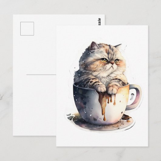 Kat Miaw Leuke Kat Koffie Lover Briefkaart (Voorkant / Achterkant)