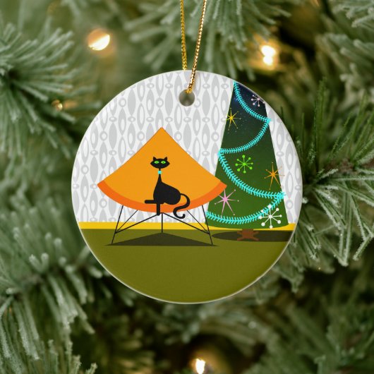 Kat - Mid Century Modern Keramisch Ornament (Boom)