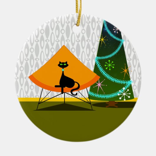 Kat - Mid Century Modern Keramisch Ornament (Voorkant)