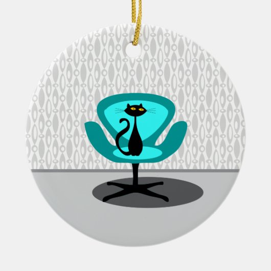 Kat - Mid Century Modern Keramisch Ornament (Voorkant)