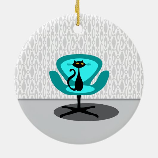 Kat - Mid Century Modern Keramisch Ornament (Achterkant)