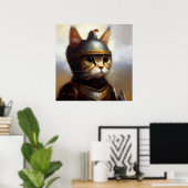 Kat middeleeuwse ridder poster (Thuiskantoor)