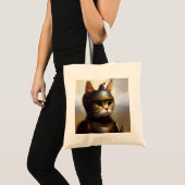 Kat middeleeuwse ridder tote bag (Voorkant (product))