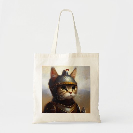 Kat middeleeuwse ridder tote bag (Voorkant)