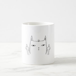 Kat-middelste vingerafdruklijn koffiemok