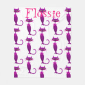 Kat midden eeuw schattig girly paarse roze wit fleece deken (Voorkant)