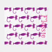 Kat midden eeuw schattig girly paarse roze wit fleece deken (Voorkant (Horizontaal))