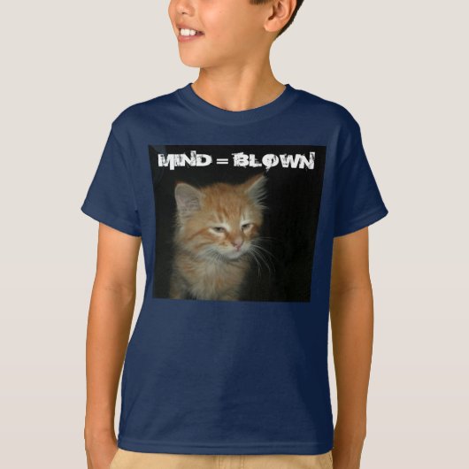 Kat "MIND = BLOWN" Kinder basis T-shirt (Voorkant)