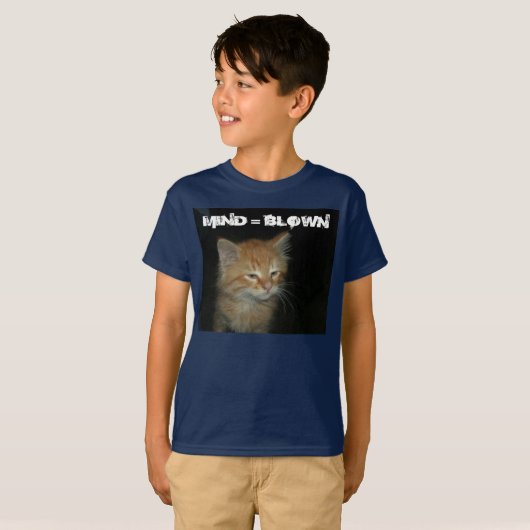 Kat "MIND = BLOWN" Kinder basis T-shirt (Voorkant volledig)