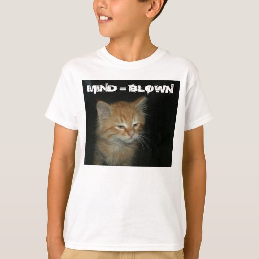 Kat "MIND = BLOWN" Kinder Organic T-Shirt (Voorkant)