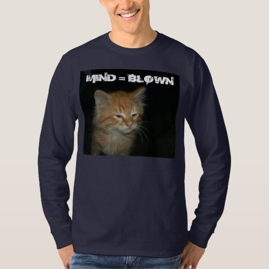 Kat "MIND = BLOWN" Mannen T-Shirt met lang Sleeve (Voorkant)