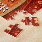 Kat minnende Moeder Foto oranje Legpuzzel (Zijkant)