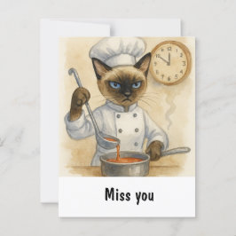 Kat mist je met kat en vindt eigen eten thuis briefkaart