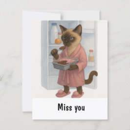 Kat mist je met kat en vindt eigen eten thuis briefkaart