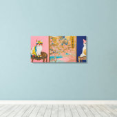 Kat Moderne Kleurrijke Verpakte Kunst Canvas Print (Insitu (Houten vloer))