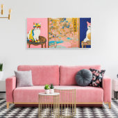 Kat Moderne Kleurrijke Verpakte Kunst Canvas Print (Insitu (Woonkamer))