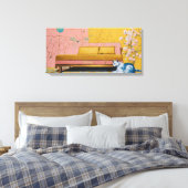 Kat Moderne Kleurrijke Verpakte Kunst Canvas Print (Insitu (Slaapkamer))