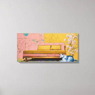 Kat Moderne Kleurrijke Verpakte Kunst Canvas Print