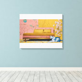 Kat Moderne Kleurrijke Verpakte Kunst Canvas Print (Insitu (Houten vloer))