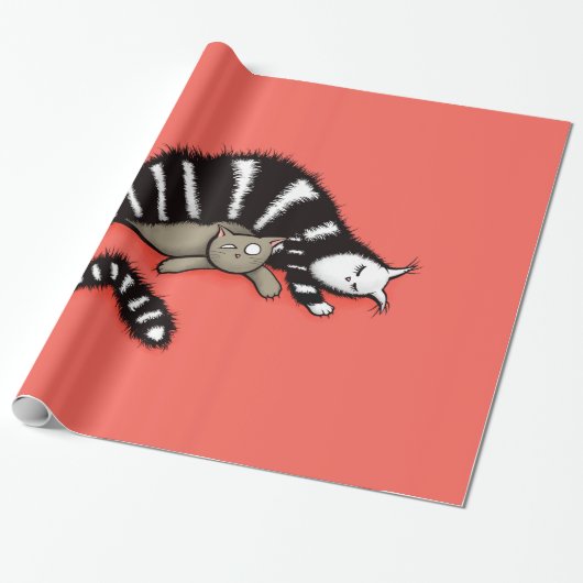 Kat Moeder beschermt haar Kat Cadeaupapier (Uitgerold)