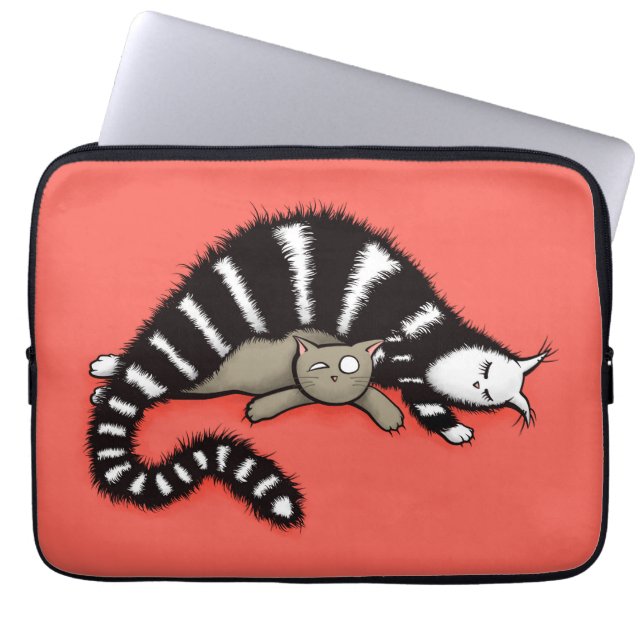 Kat Moeder beschermt haar Kat Laptop Sleeve (Voorkant)