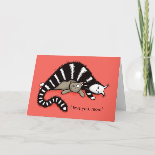kat moeder beschermt haar Kat Moederdag liefde mam Kaart (Voorkant)