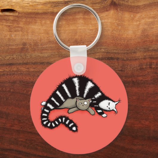 Kat Moeder beschermt haar Kat Sleutelhanger (Voorkant)