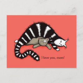 kat moeder beschermt haar schattig Kat liefde mam Briefkaart
