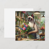 Kat Moeder bloemist is Bloemen aan het schikken Feestdagenkaart (Voorkant / Achterkant)