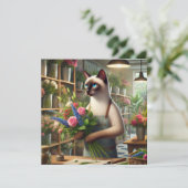 Kat Moeder bloemist is Bloemen aan het schikken Feestdagenkaart (Staand voorkant)