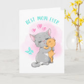 Kat moeder briefkaart beste moeder ooit gelukkige (Gele Bloem)