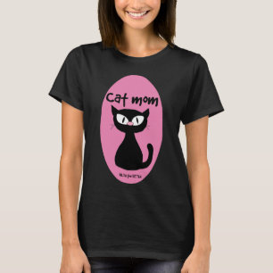 KAT MOEDER Cute Roze en Zwarte Kat T-shirt