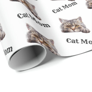 Kat Moeder die over Brits Langhaar Waterverf gluur Cadeaupapier