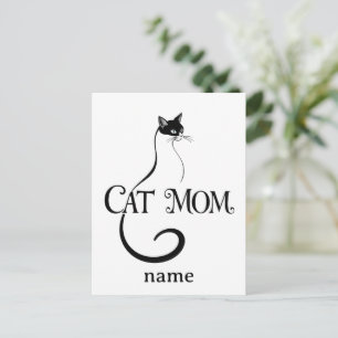 Kat Moeder,Elegante Minimalistische Zwarte Kat Typ Briefkaart
