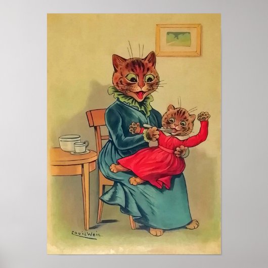 Kat Moeder en Dochter, Louis Wain Poster (Voorkant)