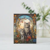 Kat moeder en kind briefkaart (Staand voorkant)