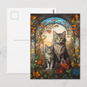 Kat moeder en kind briefkaart (Voorkant / Achterkant)