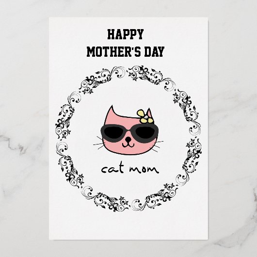 Kat Moeder Gelukkige Moedersdag Folie Feestdagenkaart (Voorkant)