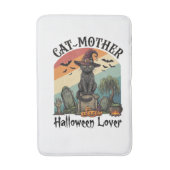Kat Moeder Halloween Liefhebber Zwarte Heksenhoed Badmat (Voorkant Verticaal)