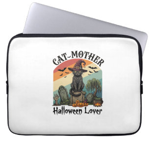 Kat Moeder Halloween Liefhebber Zwarte Heksenhoed  Laptop Sleeve