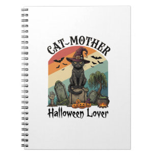 Kat Moeder Halloween Liefhebber Zwarte Heksenhoed Notitieboek