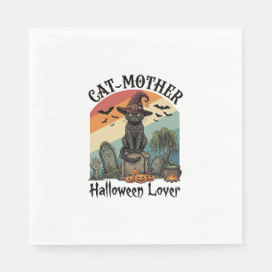 Kat Moeder Halloween Liefhebber Zwarte Heksenhoed Servet