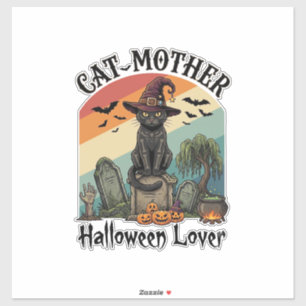 Kat Moeder Halloween Liefhebber Zwarte Heksenhoed  Sticker